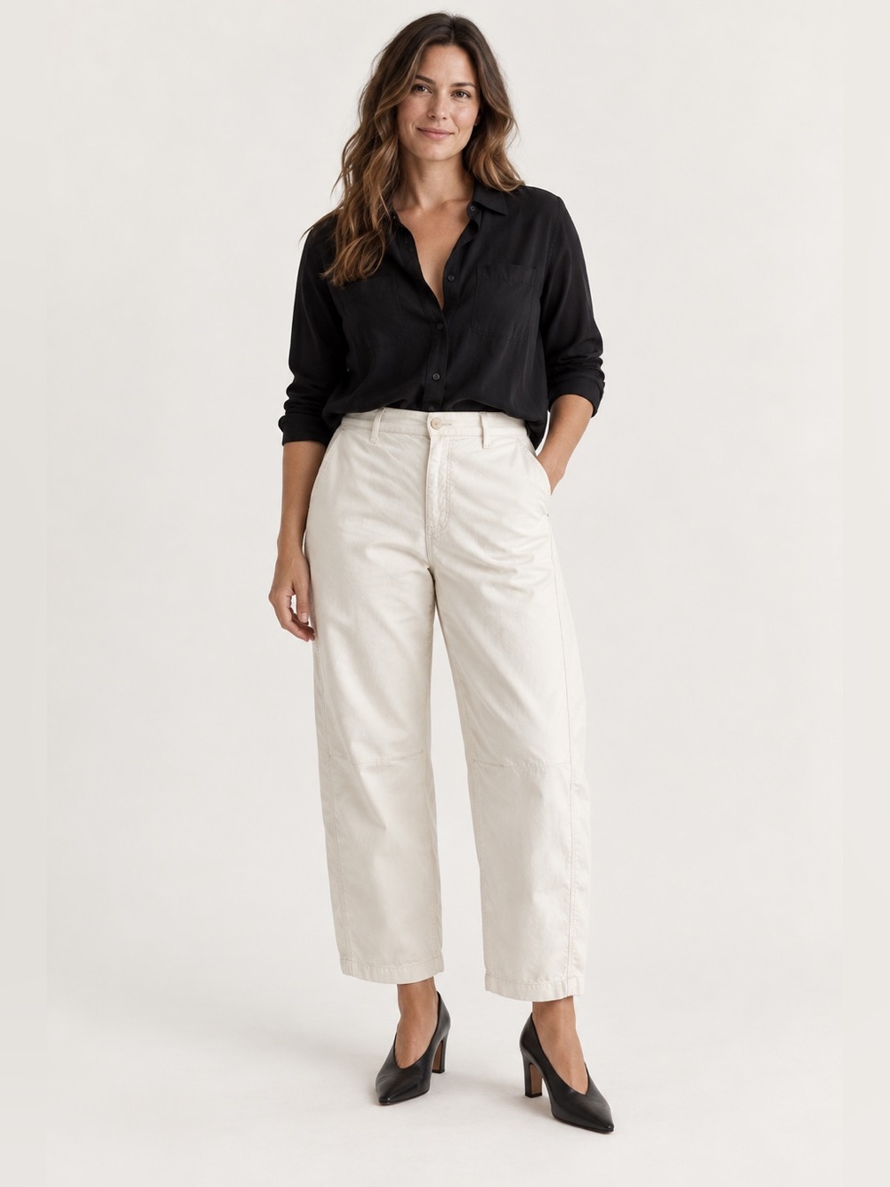 AG Jeans Fiona High Rise Barrel Leg Pants Off-White Size 31 NWOT